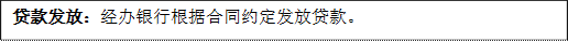 贷款发放：经办银行根据合同约定发放贷款。