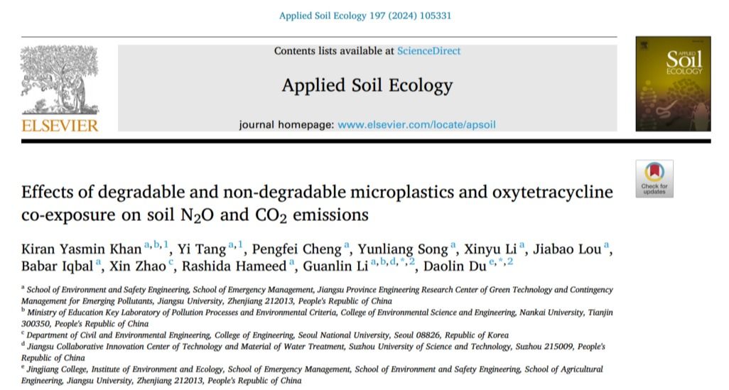 我院以共同通讯单位在《Applied Soil Ecology》杂志上发表最新研究论文