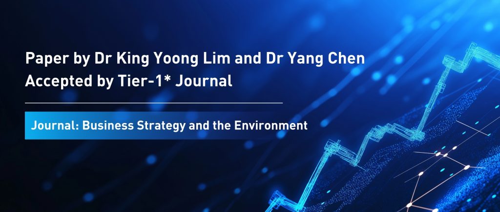 Research by Dr King Yoong Lim and Dr Yang Chen Accepted in Premier Journal